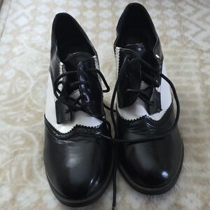 Odema Women's Two-Tone Leather Lace-Up Oxford Shoes Round Toe US 10.5